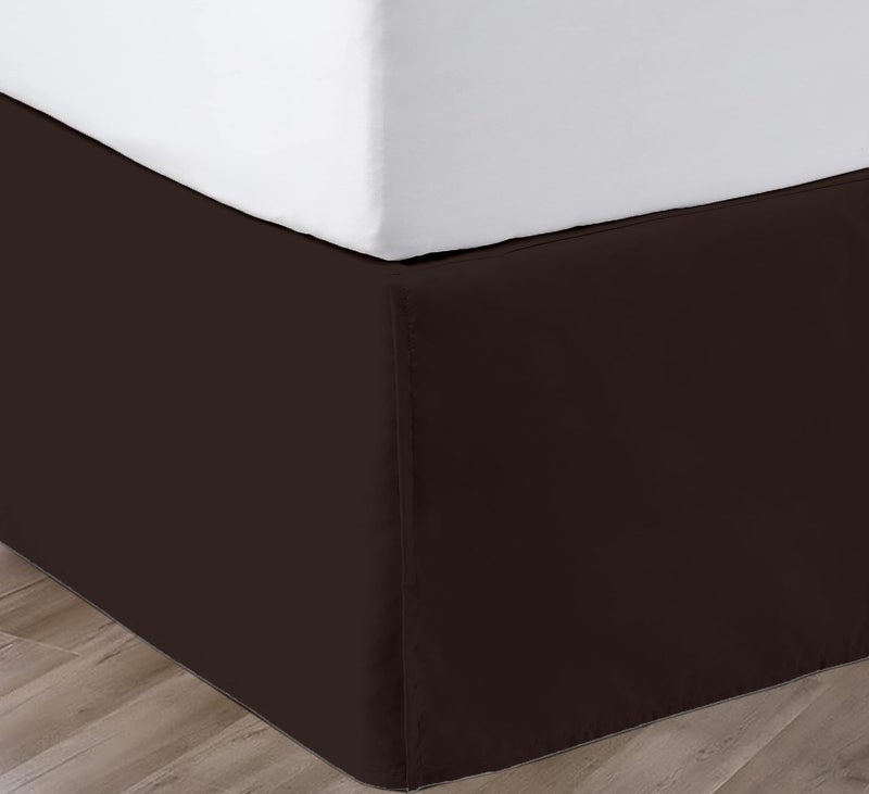 SGI Bedding 12 inch Drop Bed Skirt Queen Size - Platform Style with Secure Fit, Classic Tailored Look, Elegant Pleated Style Dust Ruffle, Split Corners, Wrinkle Resistant Microfiber - Chocolate - Image 1